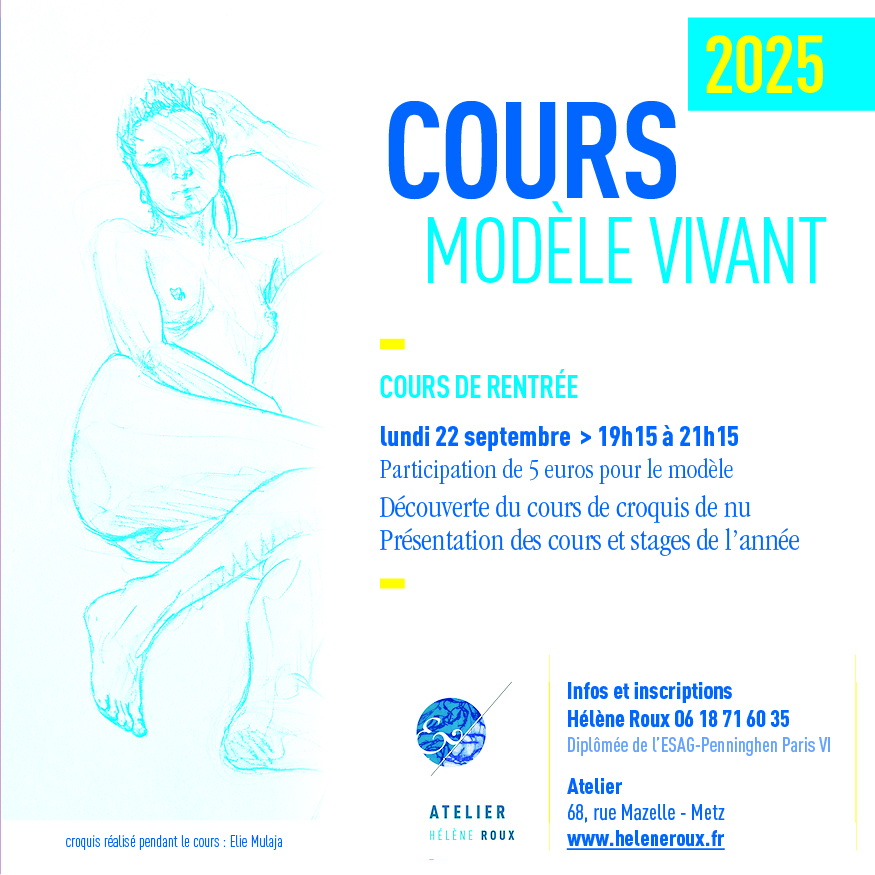 rentrée 2025 cours de dessin modèle vivant à Metz