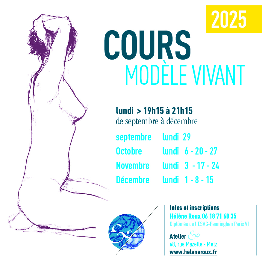 cours de dessin avec modèle vivant de septembre à décembre 2025